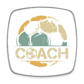 retro coach soccer coach logo ball icon team - Square fridge magnet - white - Front