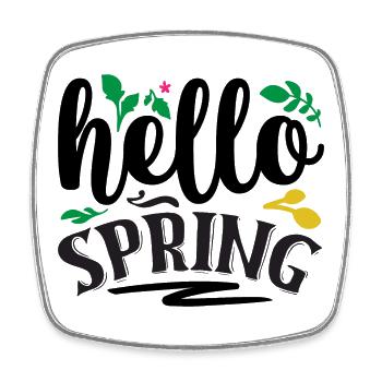 Hello Spring - Square fridge magnet - white - Front