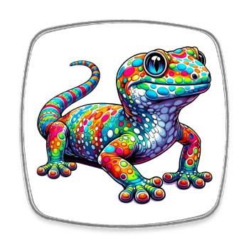 Gecko - Viereckiger Kühlschrankmagnet - Weiß - Vorne