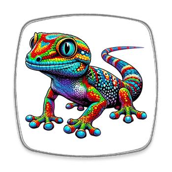 Gecko - Viereckiger Kühlschrankmagnet - Weiß - Vorne