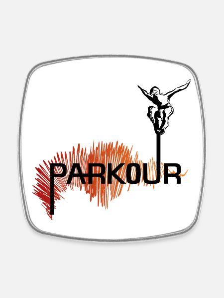 Parkour Ninja - couleur - Magnet carré - blanc