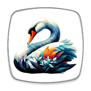 Cygne - Magnet carré - blanc - Devant