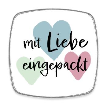Mit liebe eingepackt - Viereckiger Kühlschrankmagnet - Weiß - Vorne