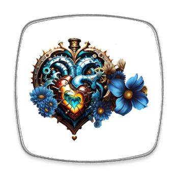 Fantastisches Steampunk-Herz - Viereckiger Kühlschrankmagnet - Weiß - Vorne