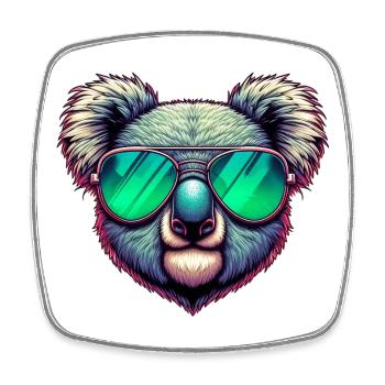 Koala mit grüner Sonnenbrille - Viereckiger Kühlschrankmagnet - Weiß - Vorne