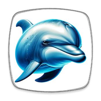 Dolphin - Square fridge magnet - white - Front