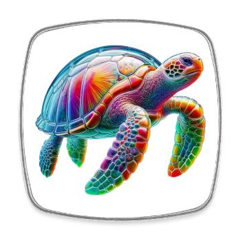 Schildkröte - Viereckiger Kühlschrankmagnet - Weiß - Vorne