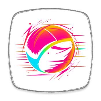 Volleyball Ball Retrowave Look - Square fridge magnet - white - Front