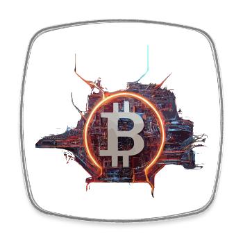 Cyber-Modern Bitcoin Design - Viereckiger Kühlschrankmagnet - Weiß - Vorne
