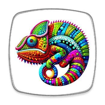 Chameleon - Square fridge magnet - white - Front