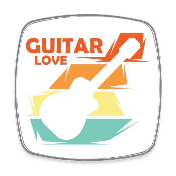 guitar love music illustration vintage retro - Square fridge magnet - white - Front