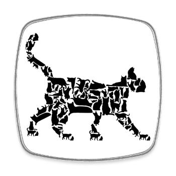 Cat - Square fridge magnet - white - Front