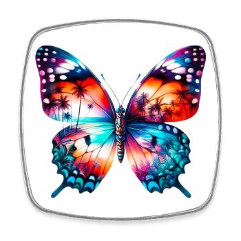 Schmetterling - Viereckiger Kühlschrankmagnet - Weiß - Vorne