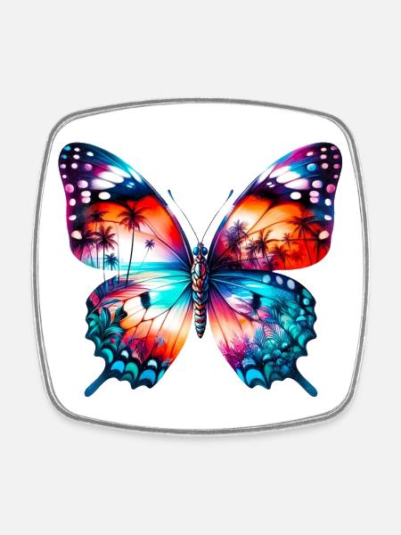 Schmetterling - Viereckiger Kühlschrankmagnet - Weiß
