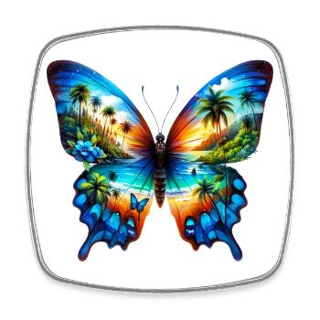 Papillon - Magnet carré - blanc - Devant