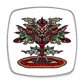 Tatouage d’arbre dragon robot - Magnet carré - blanc - Devant