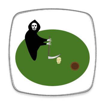 grim reaper Skull golf Gothic Fantasy Art - Square fridge magnet - white - Front