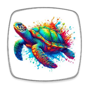 Tortue - Magnet carré - blanc - Devant