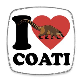 I Love Coati - Herz - Lieblingstier - Viereckiger Kühlschrankmagnet - Weiß - Vorne