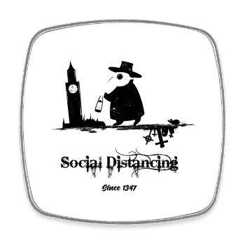 Social Distancing since 1347 - Viereckiger Kühlschrankmagnet - Weiß - Vorne