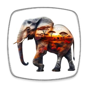 Elefant - Viereckiger Kühlschrankmagnet - Weiß - Vorne
