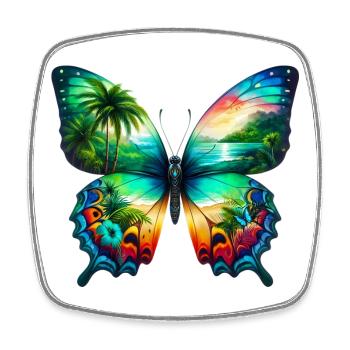 Schmetterling - Viereckiger Kühlschrankmagnet - Weiß - Vorne