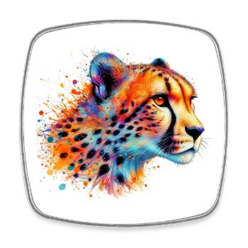 Cheetah - Square fridge magnet - white - Front