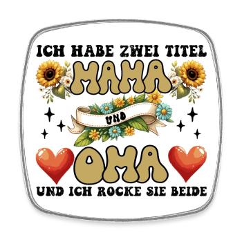 Mama und Oma Blumenherz - Viereckiger Kühlschrankmagnet - Weiß - Vorne