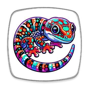 Gecko - Viereckiger Kühlschrankmagnet - Weiß - Vorne
