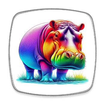 Hippopotamus - Square fridge magnet - white - Front