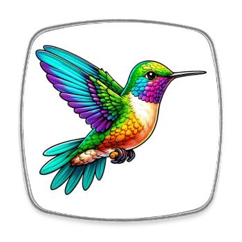 Colibri - Magnet carré - blanc - Devant