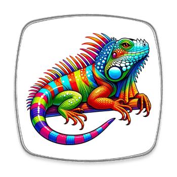 Iguana - Square fridge magnet - white - Front