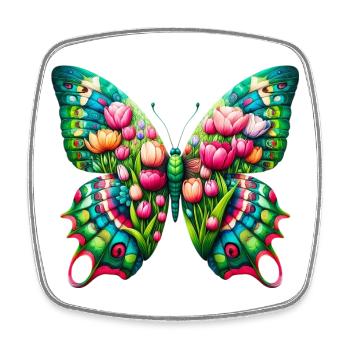 Papillon Fleurs Tulipes Tulipe Hollande - Magnet carré - blanc - Devant
