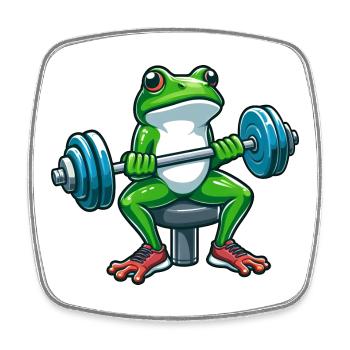 Starker Frosch Workout Hanteltraining - Viereckiger Kühlschrankmagnet - Weiß - Vorne