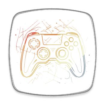 Gaming Controller Skizze Retro - Viereckiger Kühlschrankmagnet - Weiß - Vorne