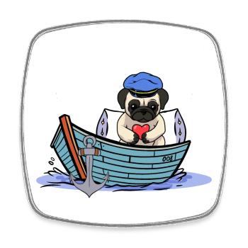 maritim Hund Boot Kapitän Matrose Ahoi - Viereckiger Kühlschrankmagnet - Weiß - Vorne