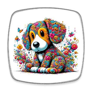 Hund - Viereckiger Kühlschrankmagnet - Weiß - Vorne