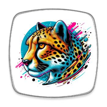 Guépard - Magnet carré - blanc - Devant