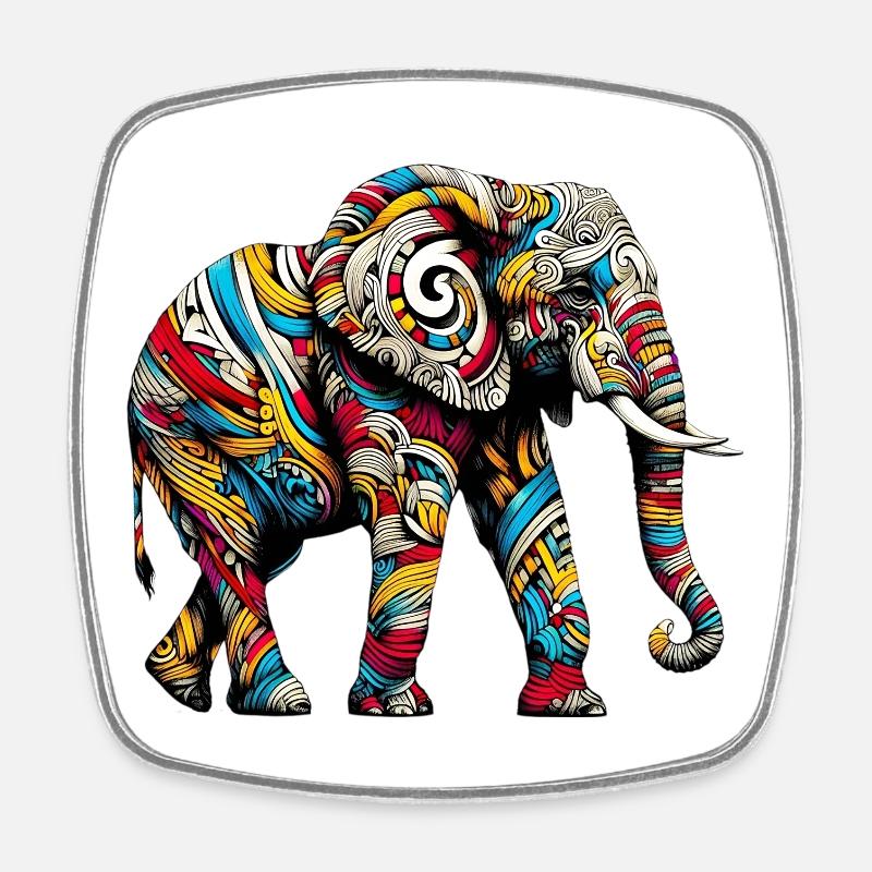 Elefant - Viereckiger Kühlschrankmagnet - Weiß