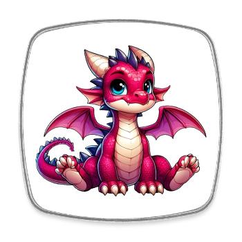 Dragon - Magnet carré - blanc - Devant