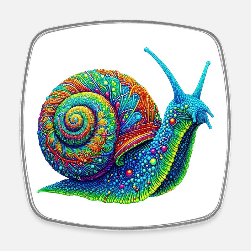 Escargot - Magnet carré - blanc