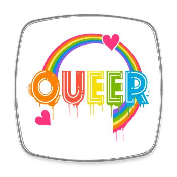 Queer Typografie Pride-Monat Gleiche Rechte LGBTQ - Viereckiger Kühlschrankmagnet - Weiß - Vorne