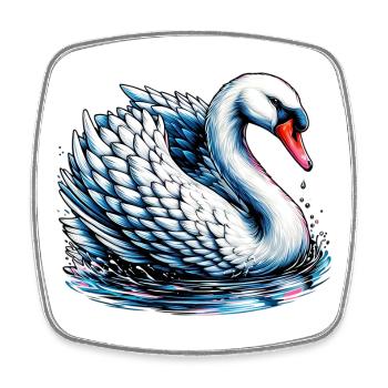 Schwan - Viereckiger Kühlschrankmagnet - Weiß - Vorne