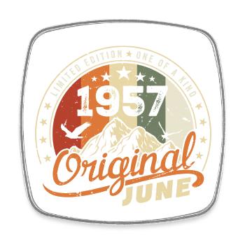 Juni 1957 | Geburtstag Juni 1957 Geboren im Juni 1957 - Viereckiger Kühlschrankmagnet - Weiß - Vorne