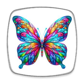 Papillon - Magnet carré - blanc - Devant