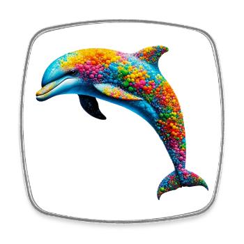 Delfin - Viereckiger Kühlschrankmagnet - Weiß - Vorne