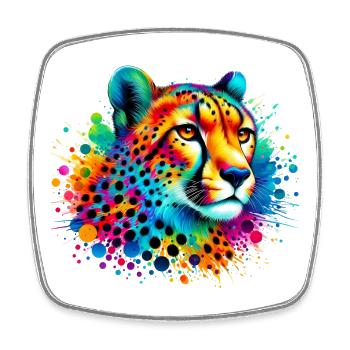Cheetah - Square fridge magnet - white - Front