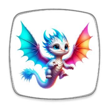 Dragon - Magnet carré - blanc - Devant