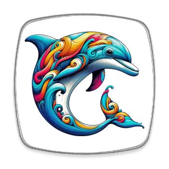 Dolphin - Square fridge magnet - white - Front