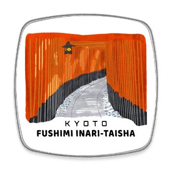 Kyoto, Red Torii, Fushimi Inari Taisha, Japan - Square fridge magnet - white - Front